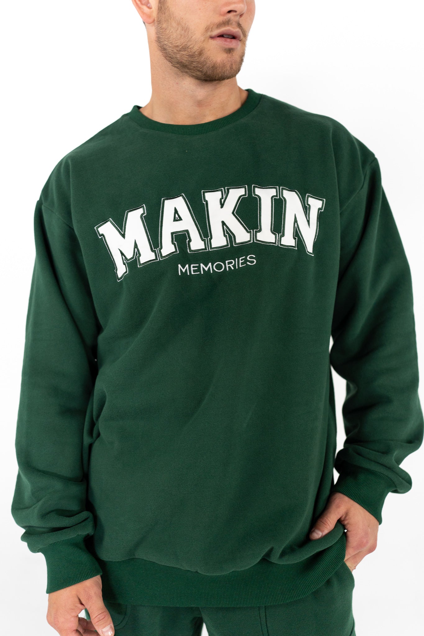 College Sweatshirt in Green, Makin Memories
